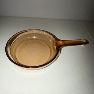 Corning Vision Ware 7 Inch Waffle Bottom Frying Pan Skillet Amber Glass FRANCE 6